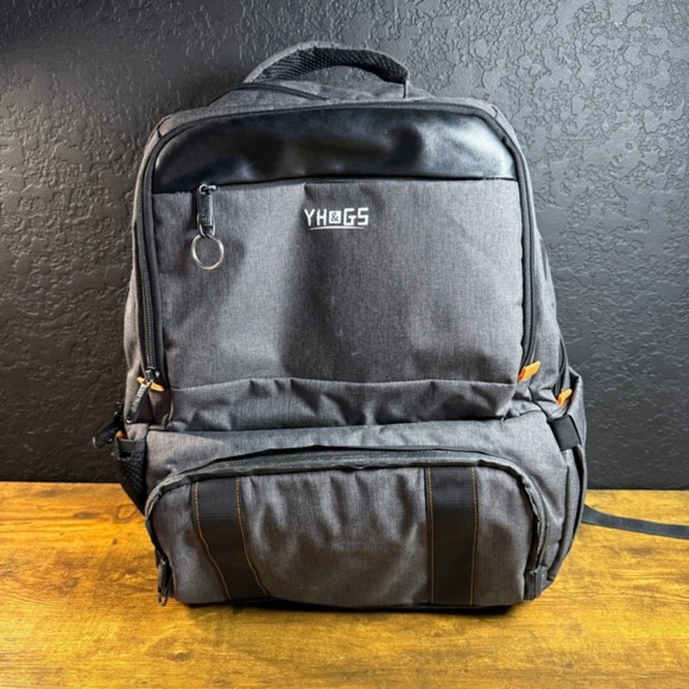 YH&GS USB Charging‎ Port Grey Polyester Laptop Travel Backpack Unisex Large